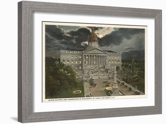 Moon over State Capitol, Columbia, South Carolina-null-Framed Art Print