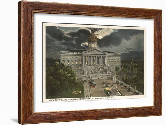 Moon over State Capitol, Columbia, South Carolina-null-Framed Art Print