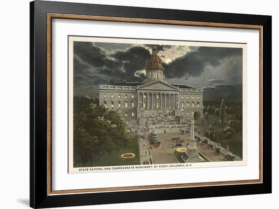 Moon over State Capitol, Columbia, South Carolina-null-Framed Art Print