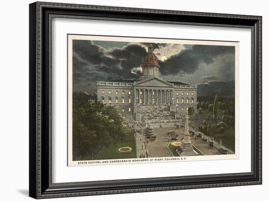 Moon over State Capitol, Columbia, South Carolina-null-Framed Art Print