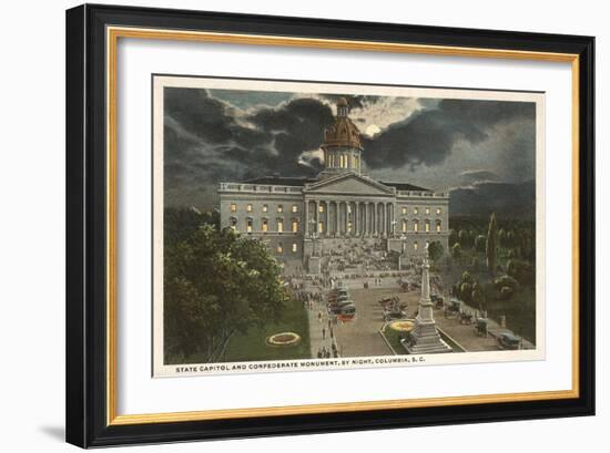 Moon over State Capitol, Columbia, South Carolina-null-Framed Art Print