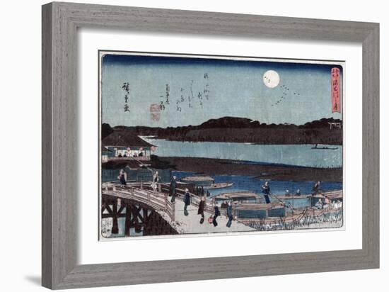 Moon over Sumida River, Japanese Wood-Cut Print-Lantern Press-Framed Art Print