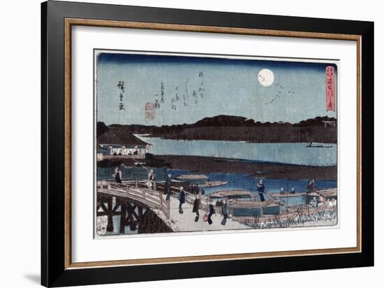 Moon over Sumida River, Japanese Wood-Cut Print-Lantern Press-Framed Art Print