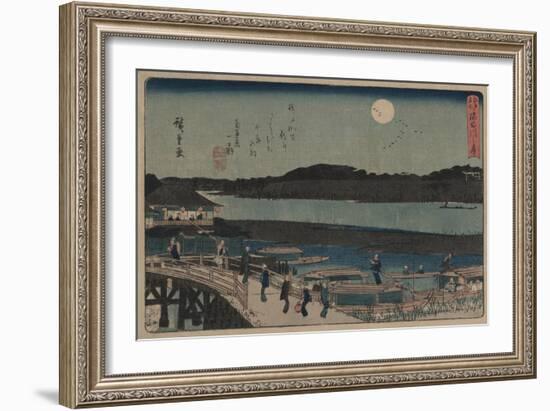 Moon over Sumida River.-Ando Hiroshige-Framed Art Print