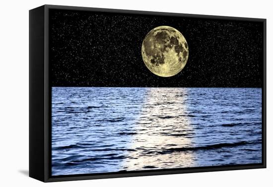 Moon Over the Sea, Composite Image-Victor De Schwanberg-Framed Premier Image Canvas