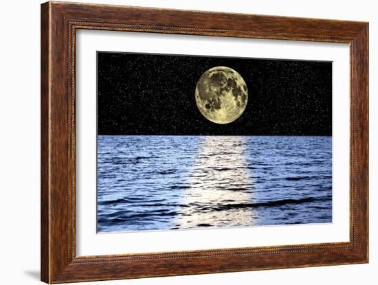 Moon Over the Sea, Composite Image-Victor De Schwanberg-Framed Photographic Print