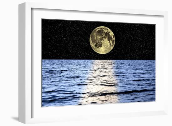 Moon Over the Sea, Composite Image-Victor De Schwanberg-Framed Photographic Print