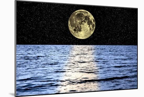 Moon Over the Sea, Composite Image-Victor De Schwanberg-Mounted Photographic Print