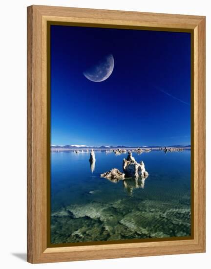 Moon Over Tufa Formations, Mono Lake Tufa State Reserve, Mono Lake, U.S.A.-Mark Newman-Framed Premier Image Canvas