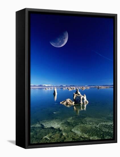 Moon Over Tufa Formations, Mono Lake Tufa State Reserve, Mono Lake, U.S.A.-Mark Newman-Framed Premier Image Canvas