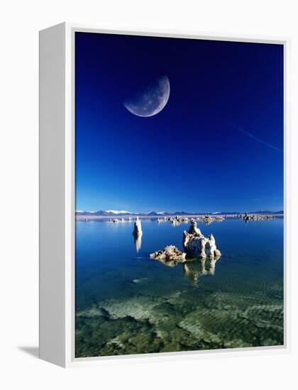 Moon Over Tufa Formations, Mono Lake Tufa State Reserve, Mono Lake, U.S.A.-Mark Newman-Framed Premier Image Canvas