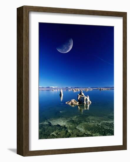 Moon Over Tufa Formations, Mono Lake Tufa State Reserve, Mono Lake, U.S.A.-Mark Newman-Framed Photographic Print