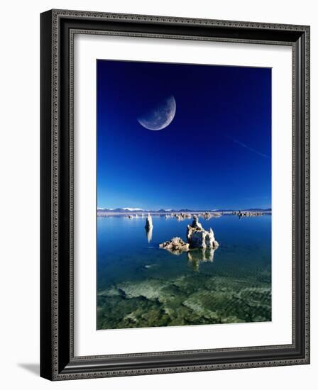 Moon Over Tufa Formations, Mono Lake Tufa State Reserve, Mono Lake, U.S.A.-Mark Newman-Framed Photographic Print