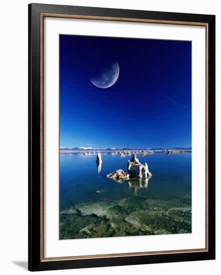 Moon Over Tufa Formations, Mono Lake Tufa State Reserve, Mono Lake, U.S.A.-Mark Newman-Framed Photographic Print