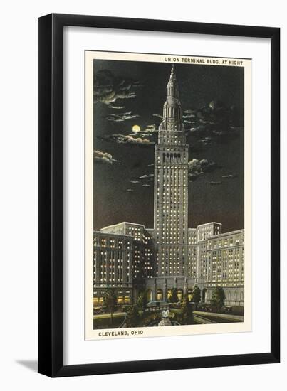 Moon over Union Terminal, Cleveland, Ohio-null-Framed Art Print