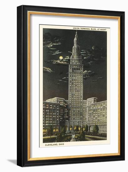 Moon over Union Terminal, Cleveland, Ohio-null-Framed Art Print