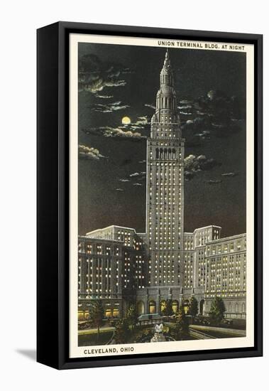 Moon over Union Terminal, Cleveland, Ohio-null-Framed Stretched Canvas