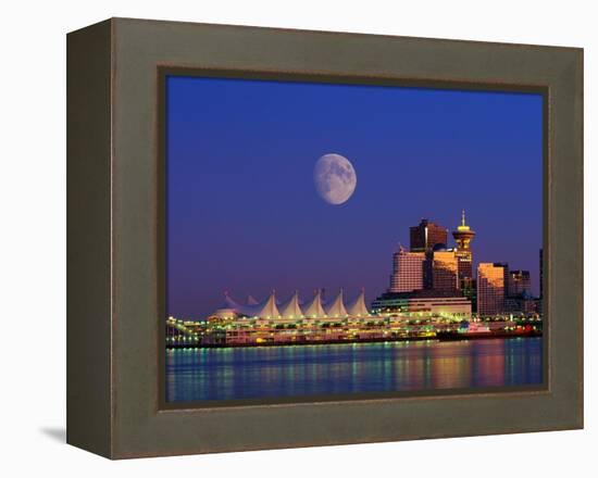 Moon Over Vancouver and Coal Harbor-Ron Watts-Framed Premier Image Canvas