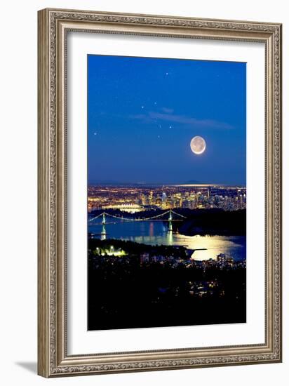 Moon Over Vancouver, Time-exposure Image-David Nunuk-Framed Photographic Print