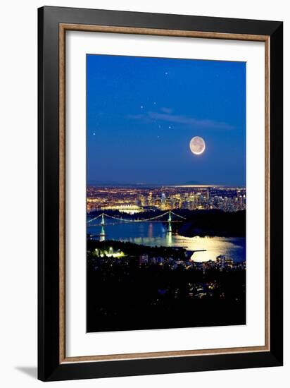 Moon Over Vancouver, Time-exposure Image-David Nunuk-Framed Photographic Print