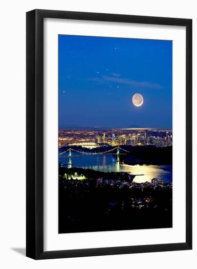 Moon Over Vancouver, Time-exposure Image-David Nunuk-Framed Photographic Print