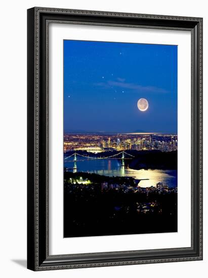 Moon Over Vancouver, Time-exposure Image-David Nunuk-Framed Photographic Print