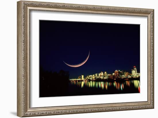 Moon Over Vancouver-David Nunuk-Framed Photographic Print