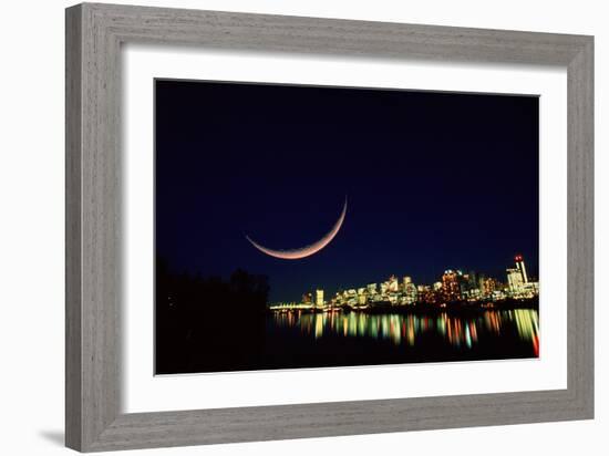 Moon Over Vancouver-David Nunuk-Framed Photographic Print