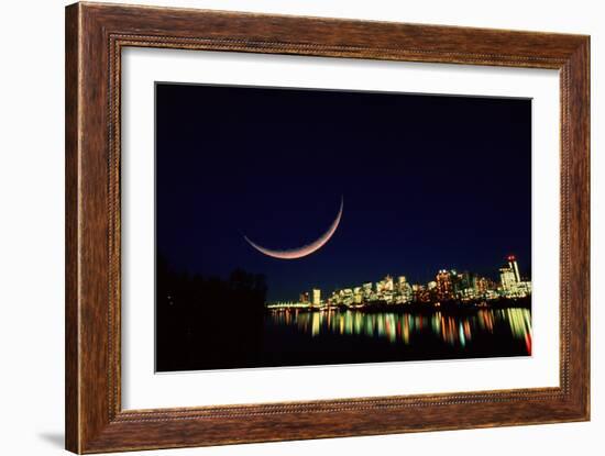 Moon Over Vancouver-David Nunuk-Framed Photographic Print