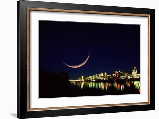 Moon Over Vancouver-David Nunuk-Framed Photographic Print