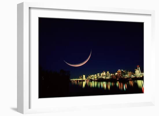 Moon Over Vancouver-David Nunuk-Framed Photographic Print