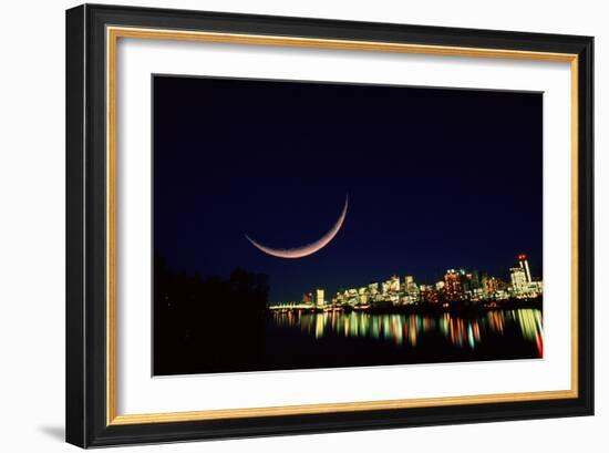 Moon Over Vancouver-David Nunuk-Framed Photographic Print