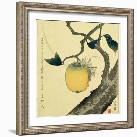 Moon, Persimmon and Grasshopper, 1807-Katsushika Hokusai-Framed Giclee Print