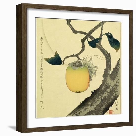 Moon, Persimmon and Grasshopper, 1807-Katsushika Hokusai-Framed Giclee Print