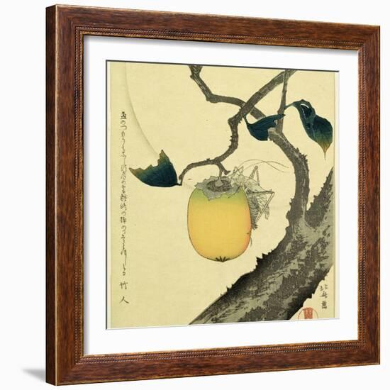 Moon, Persimmon and Grasshopper, 1807-Katsushika Hokusai-Framed Giclee Print