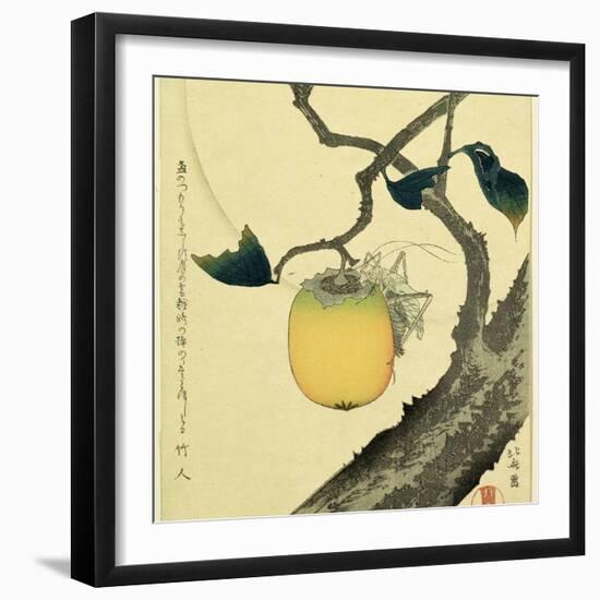 Moon, Persimmon and Grasshopper, 1807-Katsushika Hokusai-Framed Giclee Print