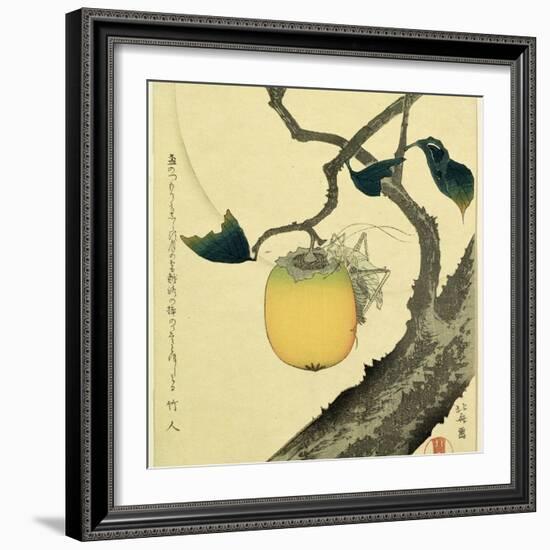 Moon, Persimmon and Grasshopper, 1807-Katsushika Hokusai-Framed Giclee Print