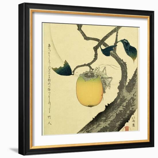 Moon, Persimmon and Grasshopper, 1807-Katsushika Hokusai-Framed Giclee Print