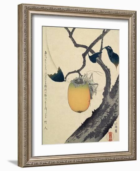 Moon, Persimmon and Grasshopper, 1807-Katsushika Hokusai-Framed Giclee Print