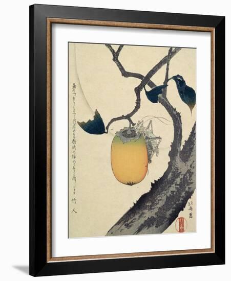 Moon, Persimmon and Grasshopper, 1807-Katsushika Hokusai-Framed Giclee Print