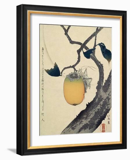 Moon, Persimmon and Grasshopper, 1807-Katsushika Hokusai-Framed Giclee Print