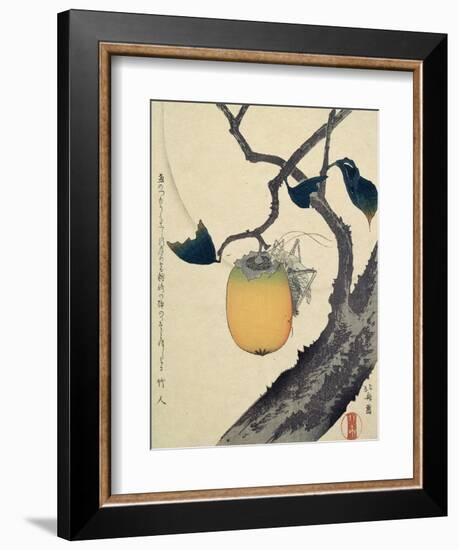 Moon, Persimmon and Grasshopper, 1807-Katsushika Hokusai-Framed Premium Giclee Print