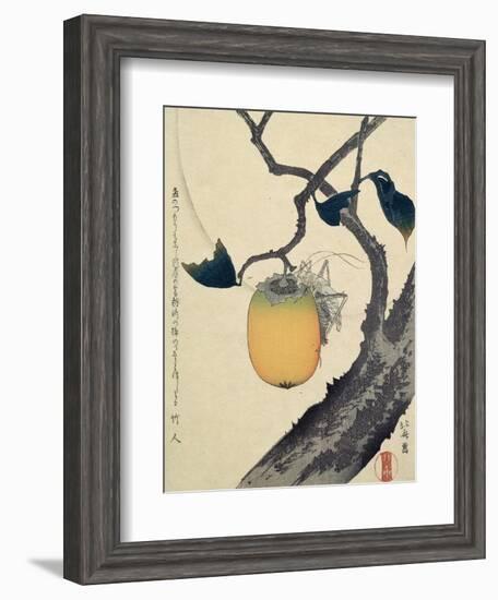 Moon, Persimmon and Grasshopper, 1807-Katsushika Hokusai-Framed Giclee Print