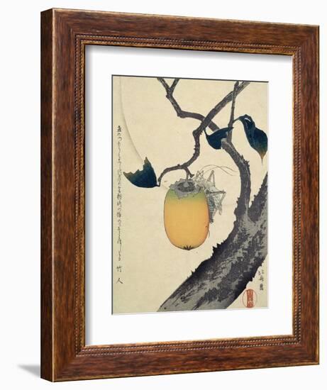 Moon, Persimmon and Grasshopper, 1807-Katsushika Hokusai-Framed Giclee Print