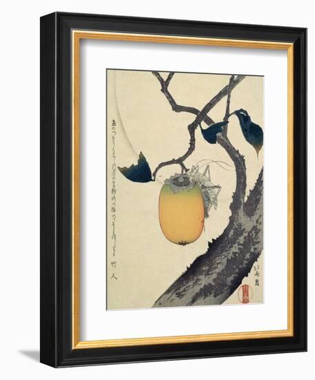 Moon, Persimmon and Grasshopper, 1807-Katsushika Hokusai-Framed Giclee Print