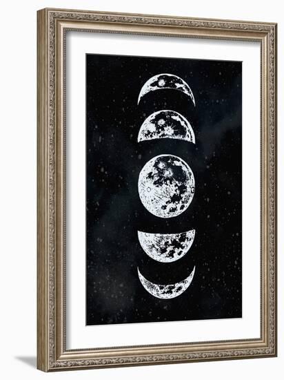 Moon Phases Black Sky-Kimberly Allen-Framed Art Print