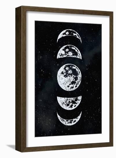 Moon Phases Black Sky-Kimberly Allen-Framed Art Print