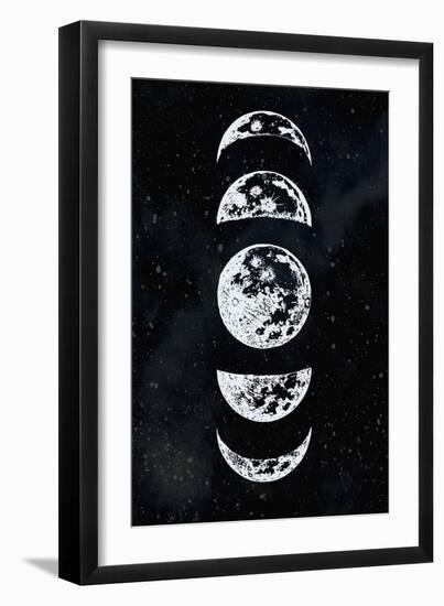 Moon Phases Black Sky-Kimberly Allen-Framed Art Print