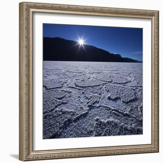 Moon Rise over Badwater in Death Valley.-Jon Hicks-Framed Photographic Print