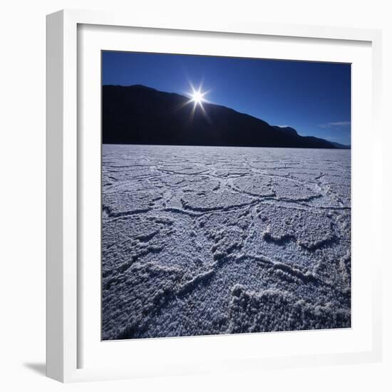 Moon Rise over Badwater in Death Valley.-Jon Hicks-Framed Photographic Print